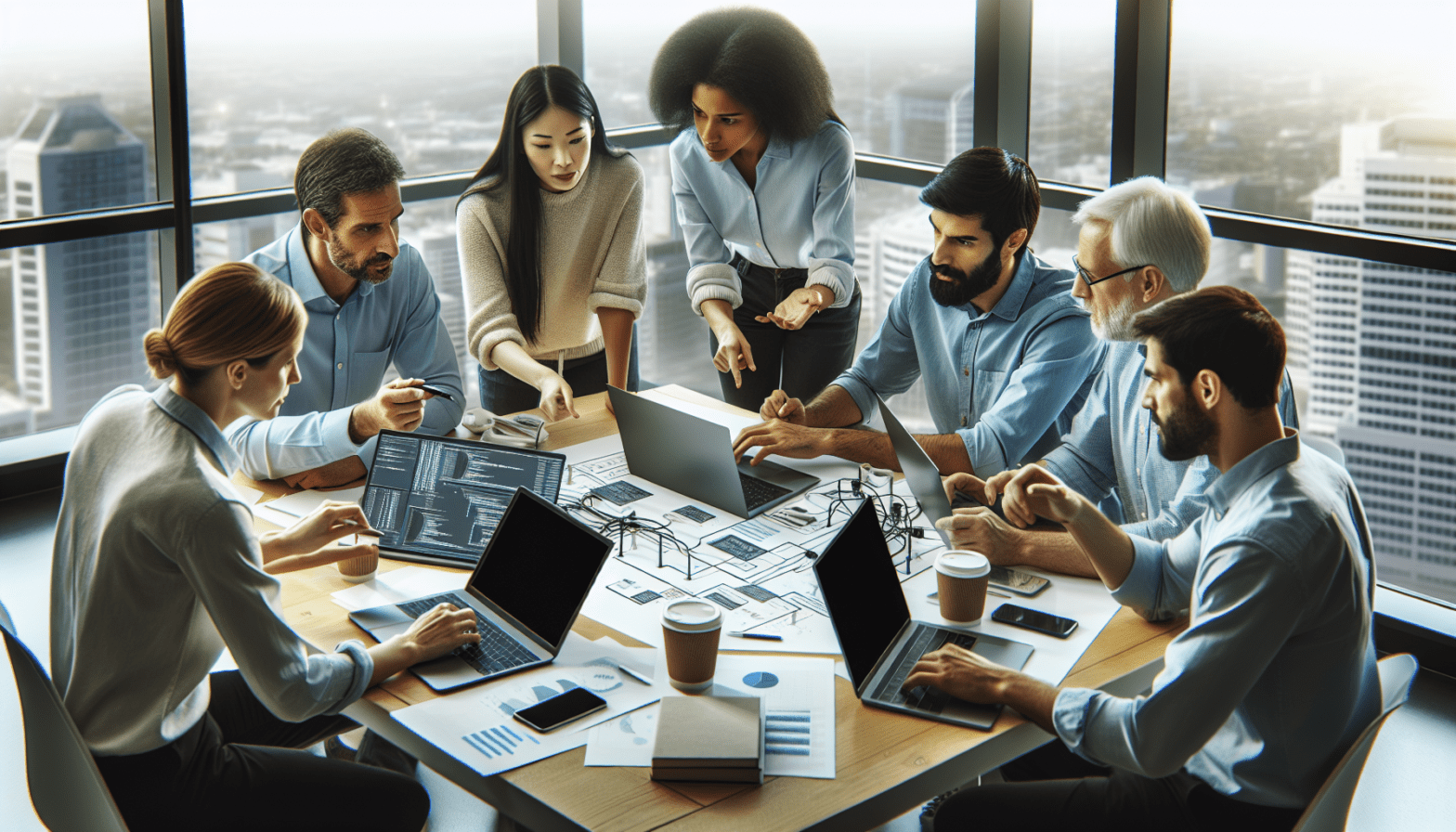 People sitting around table in the office